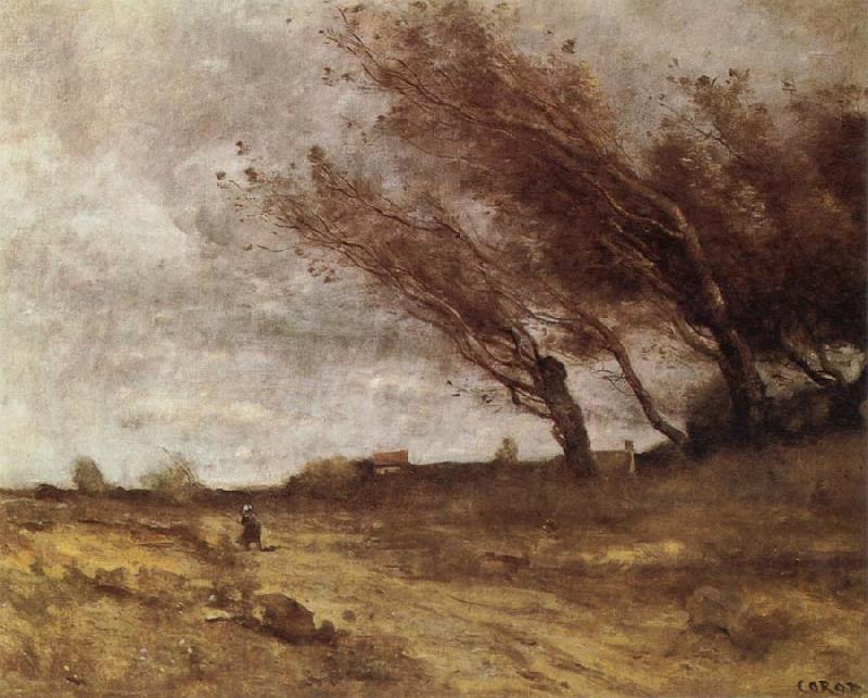 Jean Baptiste Camille  Corot Le Coup du Vent Germany oil painting art